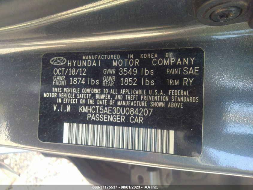 2013 HYUNDAI ACCENT GS - KMHCT5AE3DU084207