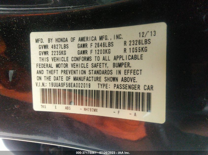 2014 ACURA TL TECH - 19UUA9F56EA002019