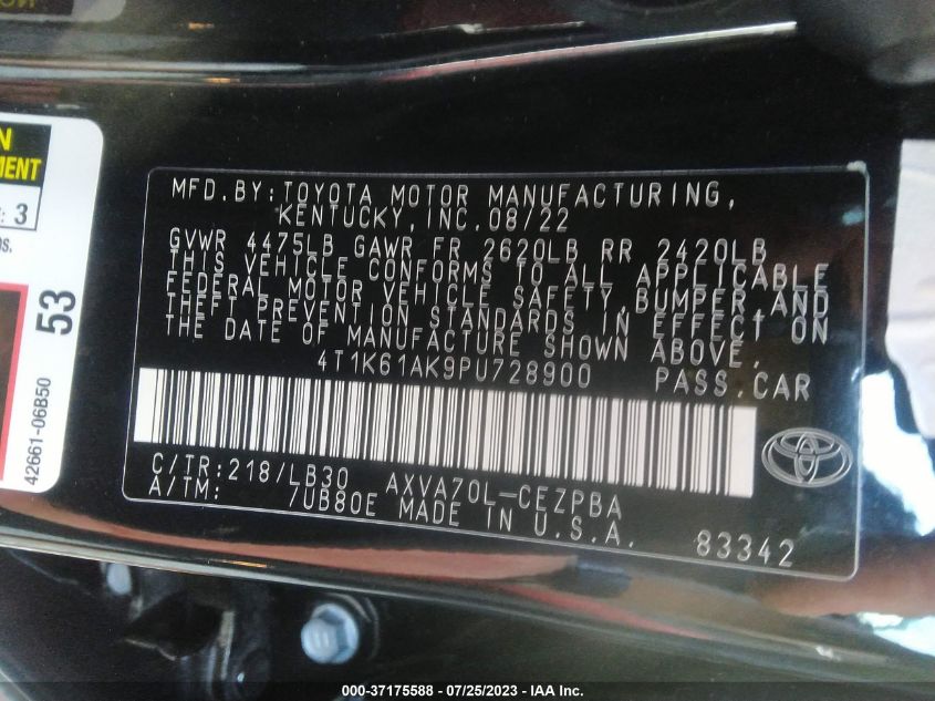 2023 TOYOTA CAMRY XSE - 4T1K61AK9PU728900