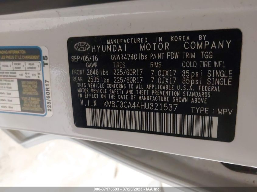2017 HYUNDAI TUCSON SE - KM8J3CA44HU321537