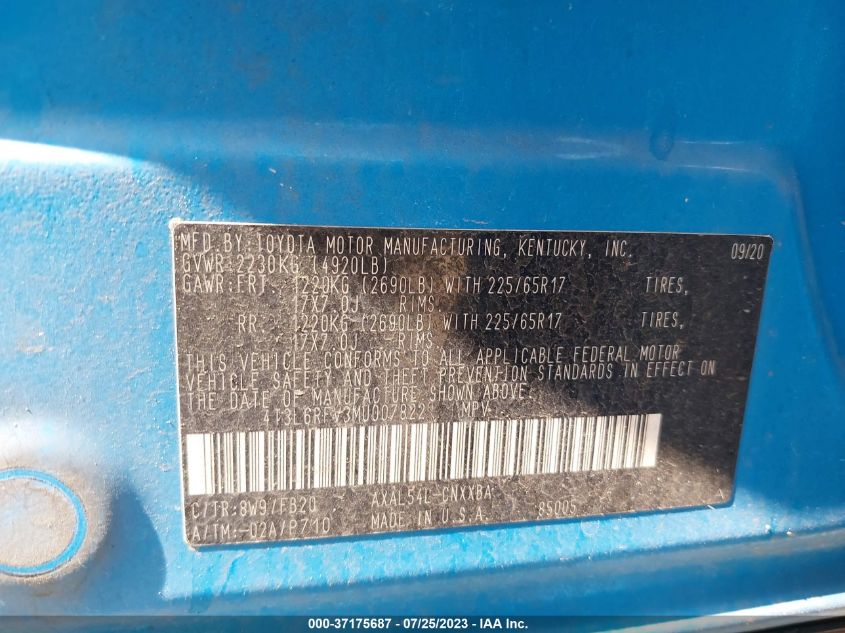 2021 TOYOTA RAV4 HYBRID LE - 4T3L6RFV3MU007822