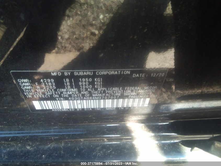 2021 SUBARU IMPREZA - 4S3GTAB66M3707007