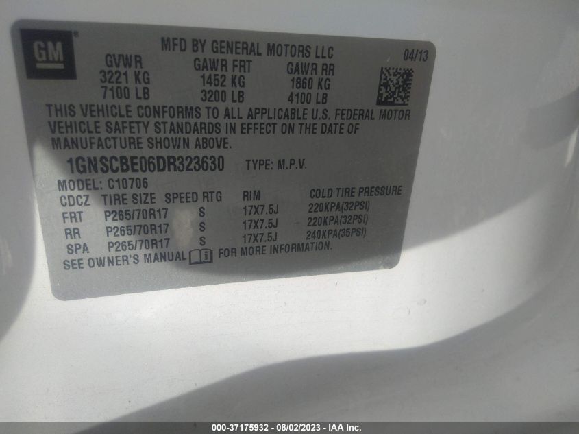 2013 CHEVROLET TAHOE LT - 1GNSCBE06DR323630
