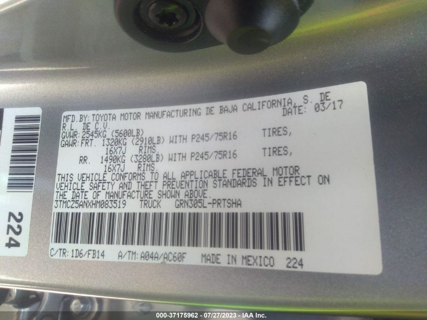 2017 TOYOTA TACOMA SR5/TRD SPORT - 3TMCZ5ANXHM083519