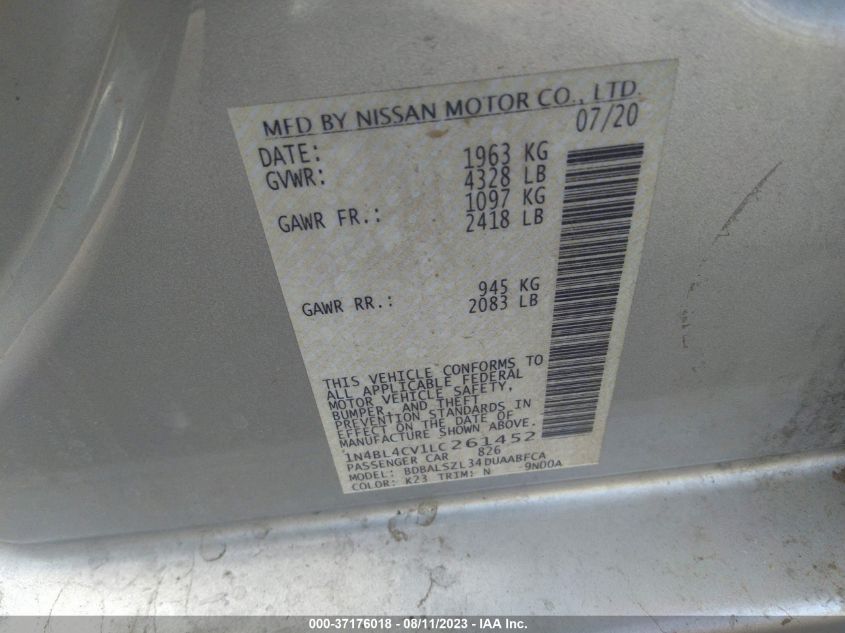 2020 NISSAN ALTIMA SR - 1N4BL4CV1LC261452