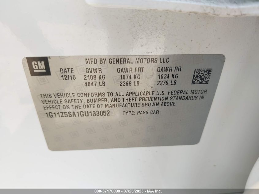 2016 CHEVROLET IMPALA LS - 1G11Z5SA1GU133052