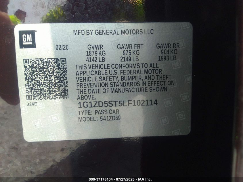 2020 CHEVROLET MALIBU LT - 1G1ZD5ST5LF102114