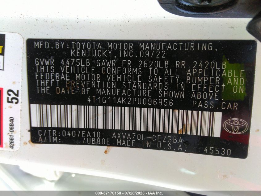 2023 TOYOTA CAMRY SE/SE NIGHTSHADE - 4T1G11AK2PU096956
