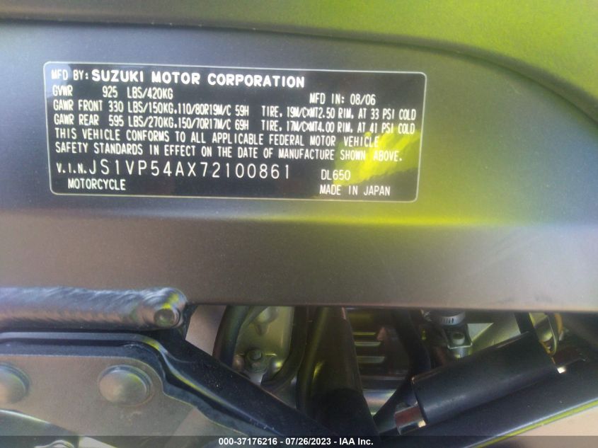 2007 SUZUKI DL650 - JS1VP54AX72100861