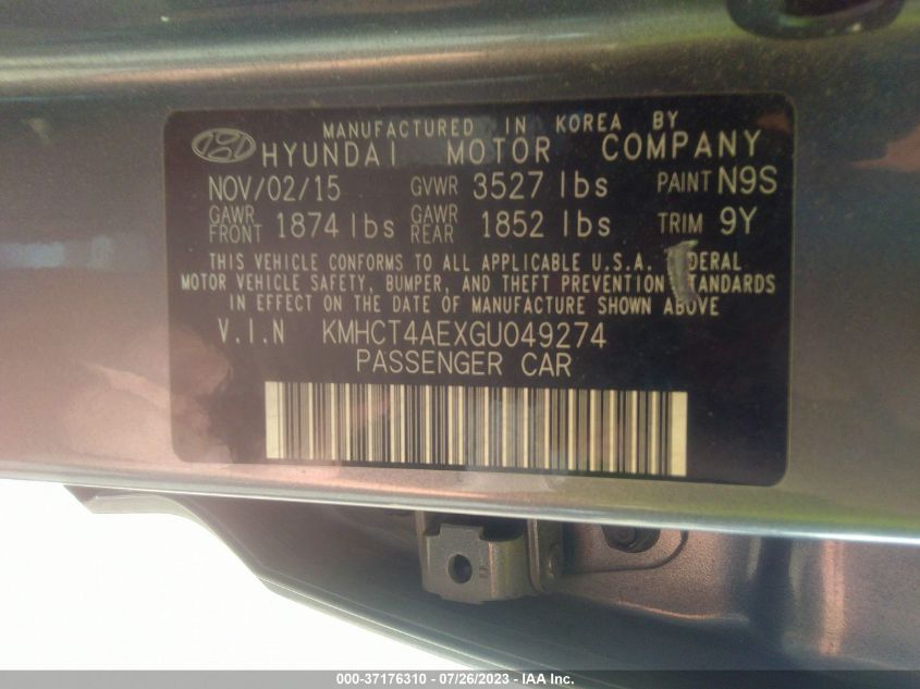 2016 HYUNDAI ACCENT SE - KMHCT4AEXGU049274