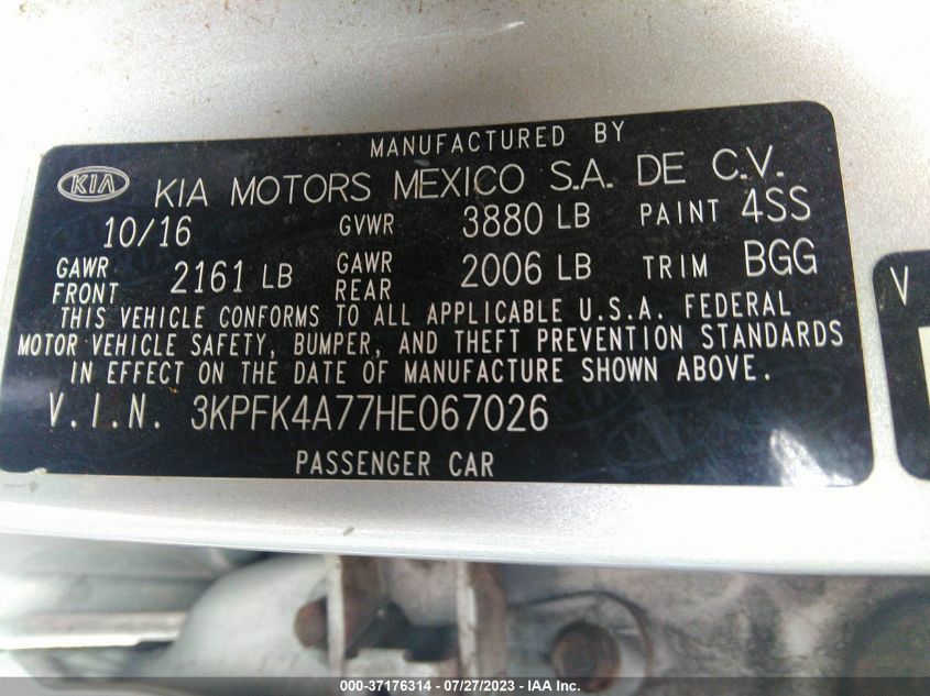 2017 KIA FORTE LX - 3KPFK4A77HE067026