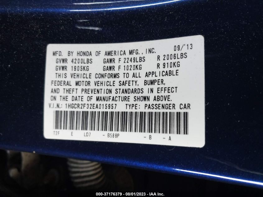 2014 HONDA ACCORD SEDAN LX - 1HGCR2F32EA015957