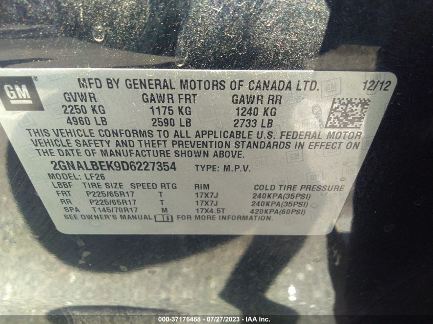 2013 CHEVROLET EQUINOX LS - 2GNALBEK9D6227354