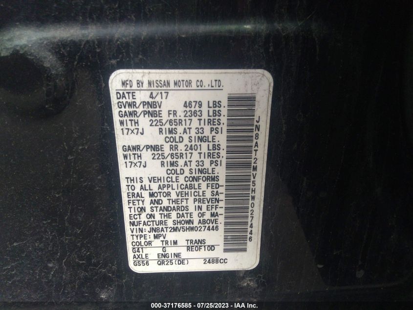 2017 NISSAN ROGUE S - JN8AT2MV5HW027446