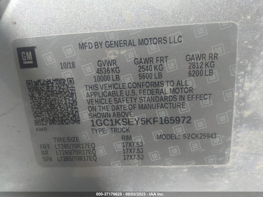 2019 CHEVROLET SILVERADO 2500HD LT - 1GC1KSEY5KF165972