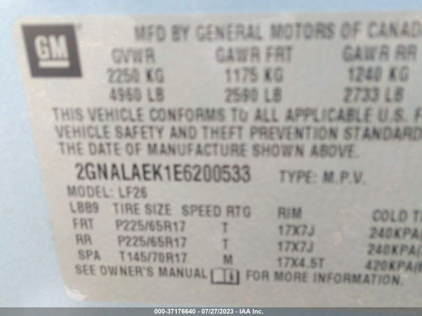 2014 CHEVROLET EQUINOX LS - 2GNALAEK1E6200533
