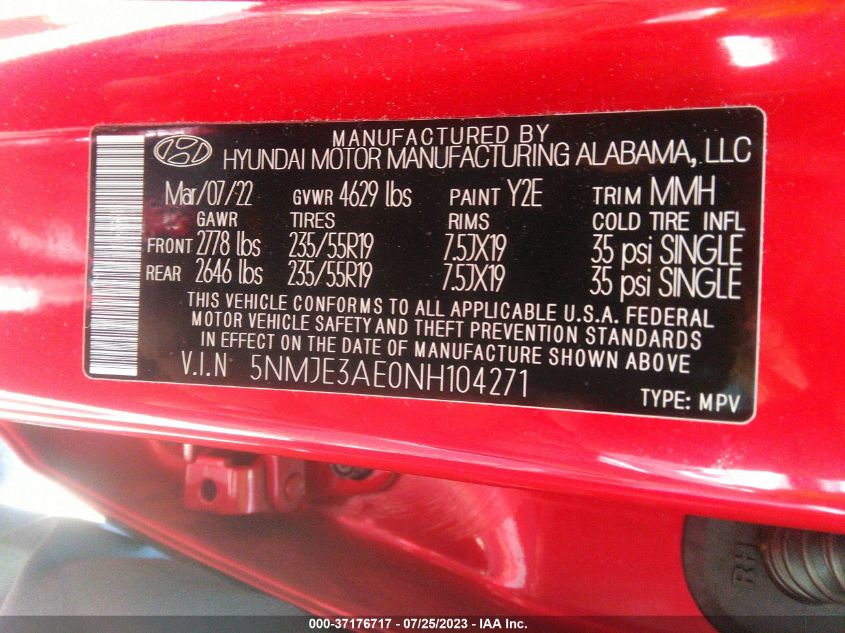2022 HYUNDAI TUCSON LIMITED - 5NMJE3AE0NH104271