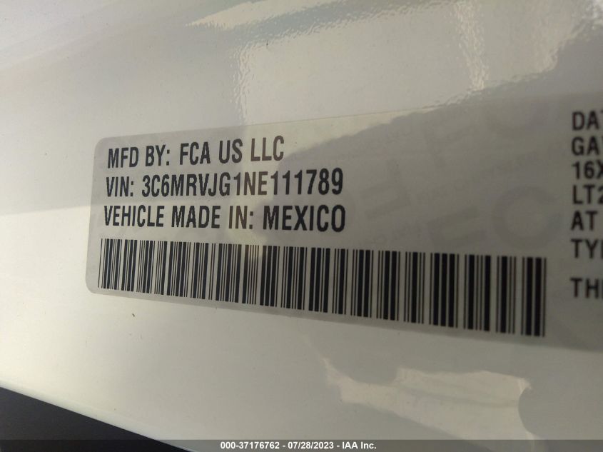 2022 RAM PROMASTER CARGO VAN - 3C6MRVJG1NE111789