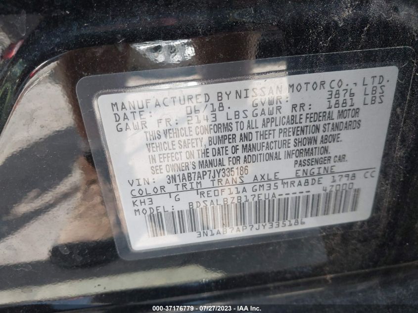 2018 NISSAN SENTRA S - 3N1AB7AP7JY335186