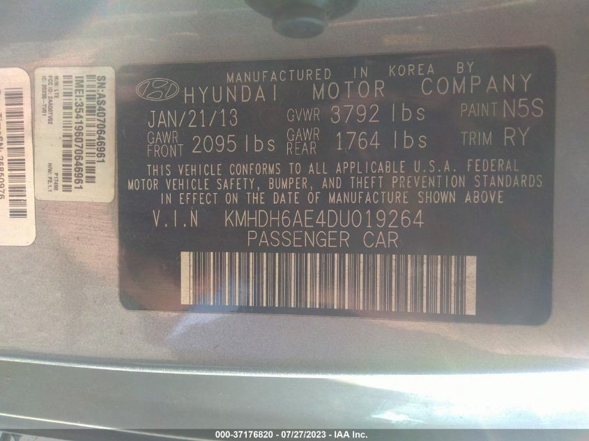 2013 HYUNDAI ELANTRA COUPE GS KMHDH6AE4DU019264
