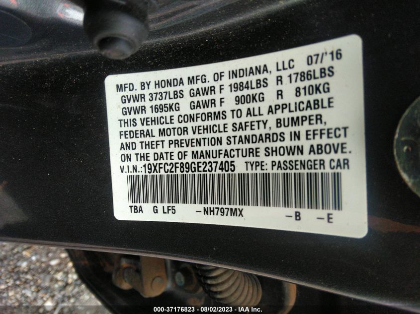 2016 HONDA CIVIC SEDAN EX - 19XFC2F89GE237405