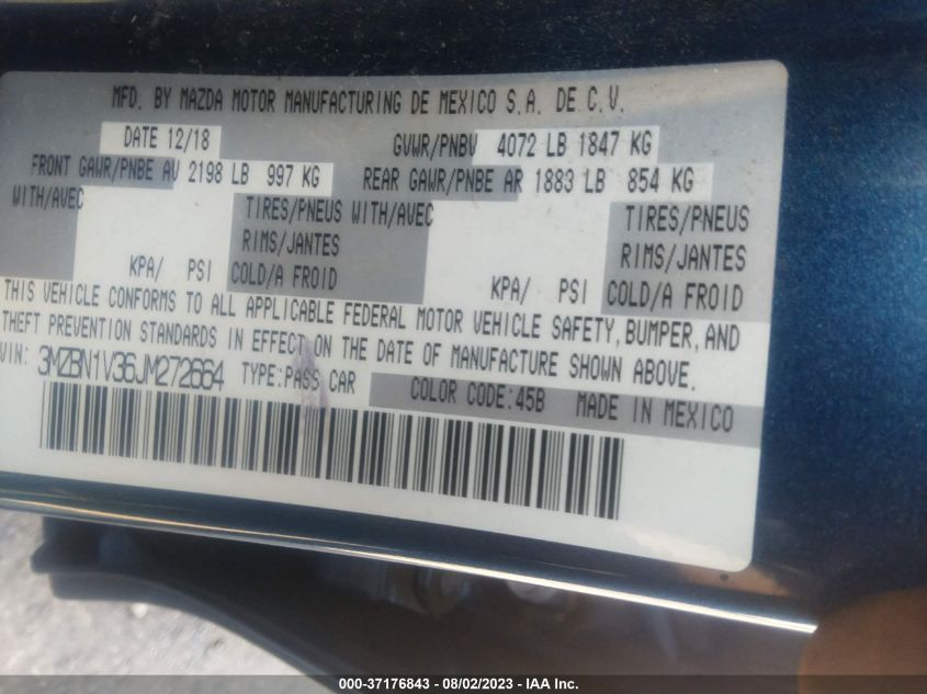 2018 MAZDA MAZDA3 4-DOOR TOURING 3MZBN1V36JM272664