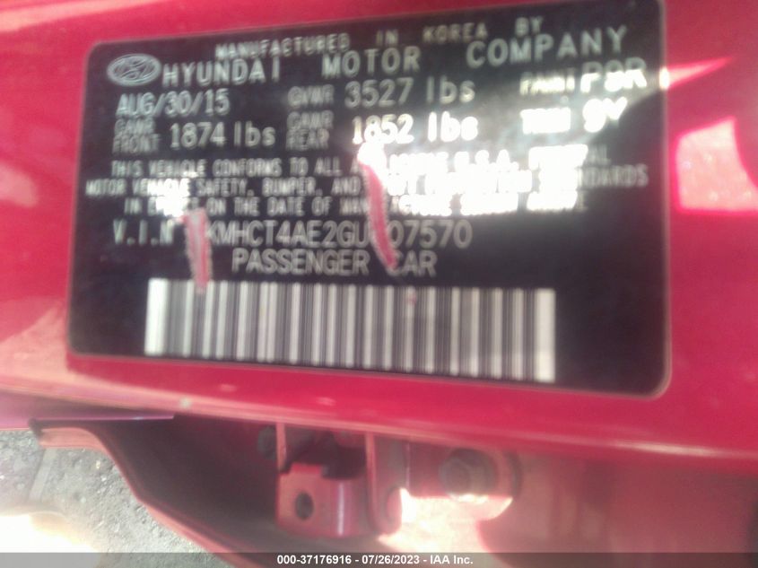 2016 HYUNDAI ACCENT SE - KMHCT4AE2GU007570