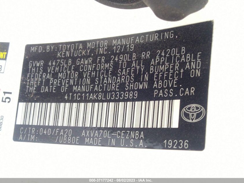2020 TOYOTA CAMRY LE - 4T1C11AK8LU333989