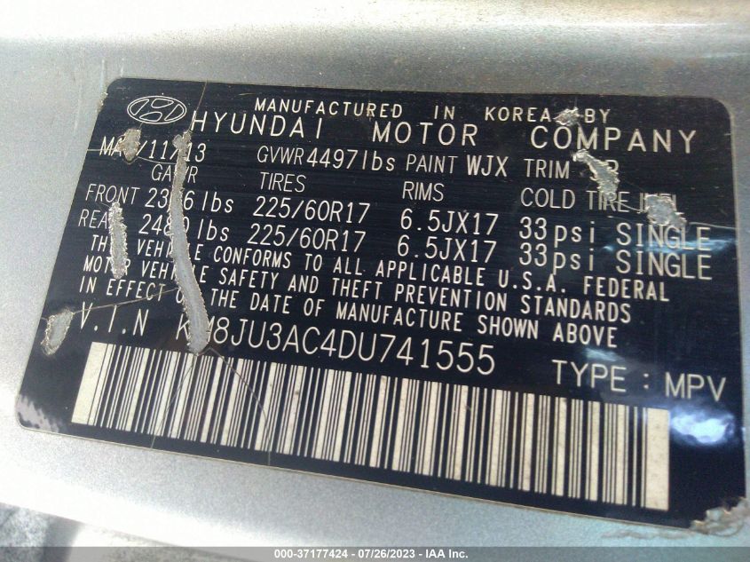 2013 HYUNDAI TUCSON GLS - KM8JU3AC4DU741555