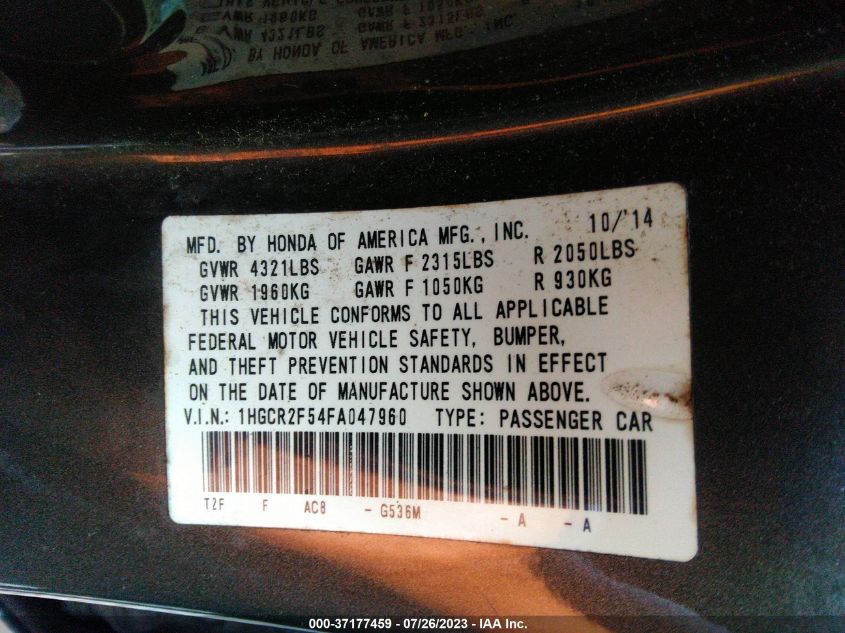 2015 HONDA ACCORD SEDAN EX - 1HGCR2F73FA075959