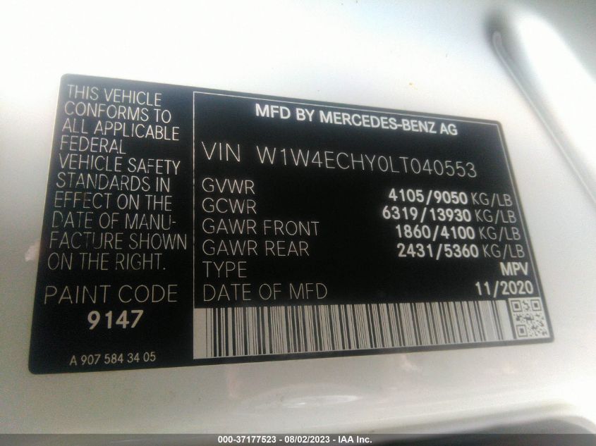 2020 MERCEDES-BENZ SPRINTER VAN - W1W4ECHY0LT040553