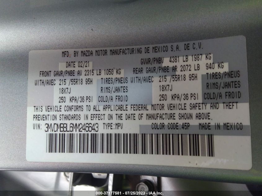 2021 MAZDA CX-30 SELECT - 3MVDMBBL6MM246643