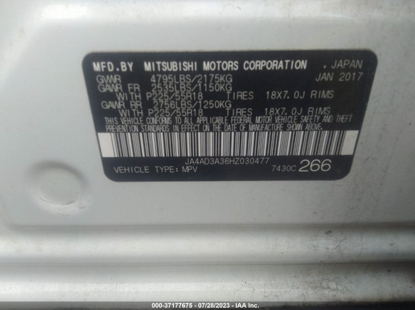 2017 MITSUBISHI OUTLANDER SE/SEL - JA4AD3A36HZ030477