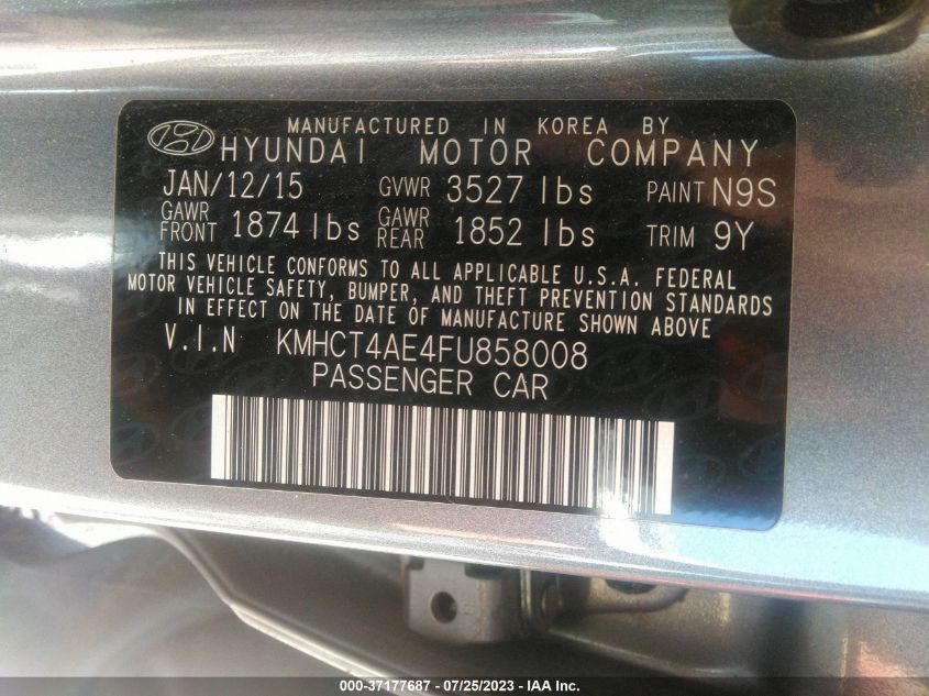 2015 HYUNDAI ACCENT GLS - KMHCT4AE4FU858008