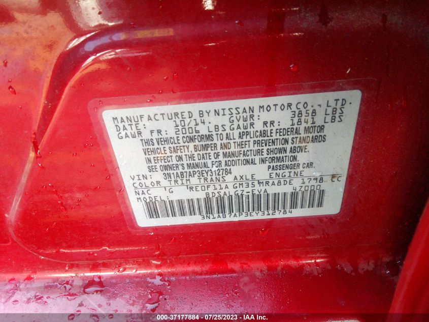 2014 NISSAN SENTRA SL - 3N1AB7AP3EY312784