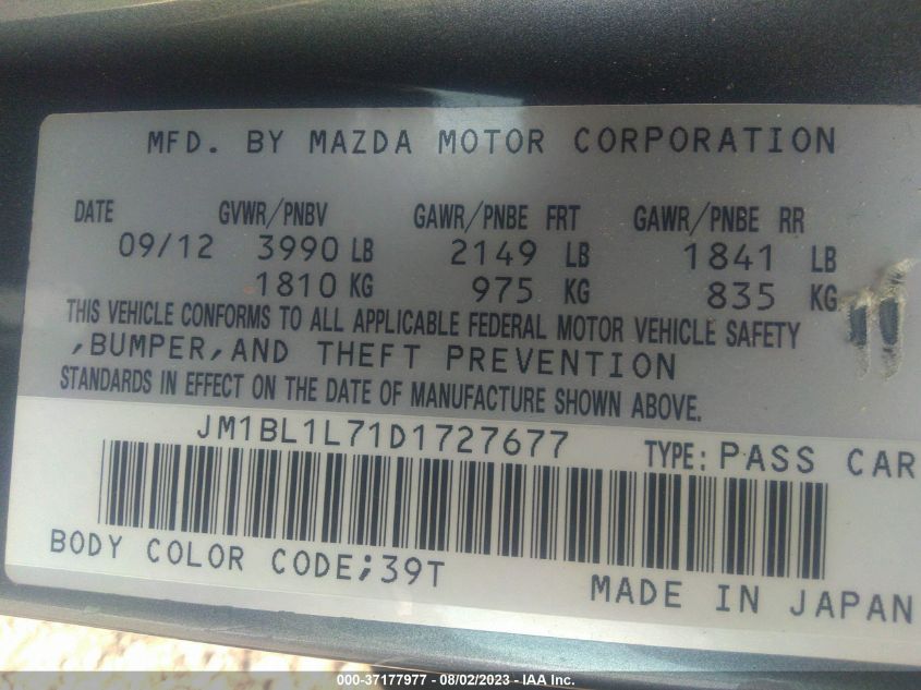 2013 MAZDA MAZDA3 I TOURING - JM1BL1L71D1727677