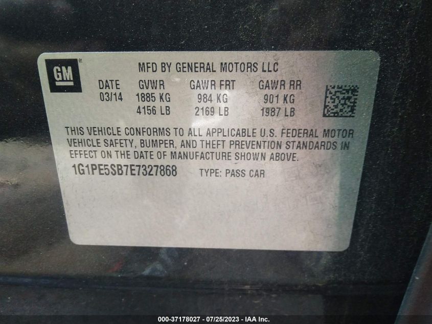 2014 CHEVROLET CRUZE 2LT - 1G1PE5SB7E7327868