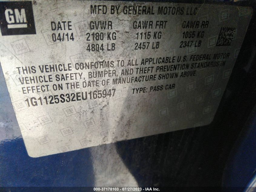 2014 CHEVROLET IMPALA LT - 1G1125S32EU165947