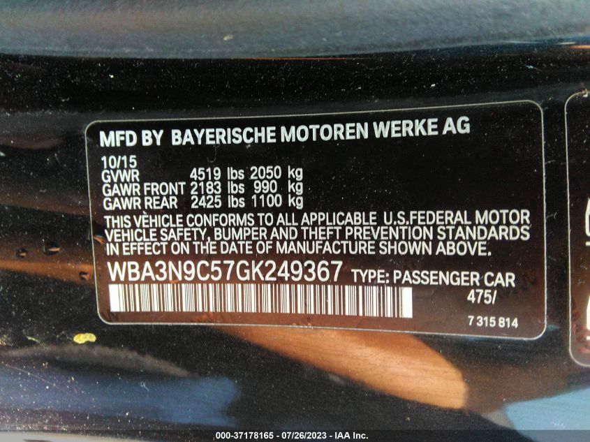 2016 BMW 4 SERIES 428I XDRIVE - WBA3N9C57GK249367