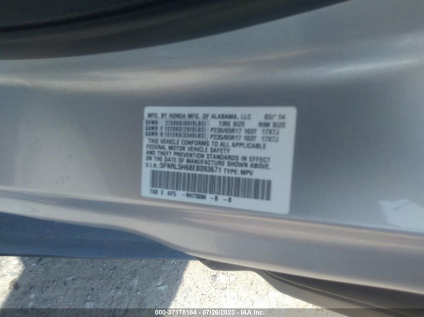 2014 HONDA ODYSSEY EX-L - 5FNRL5H68EB093671
