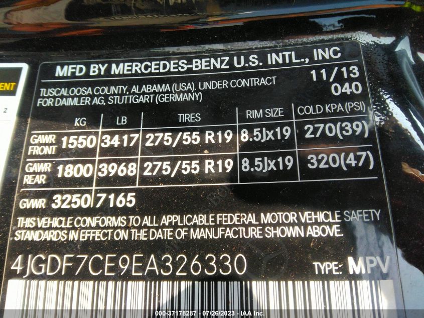 2014 MERCEDES-BENZ GL-CLASS GL 450 4JGDF7CE9EA326330