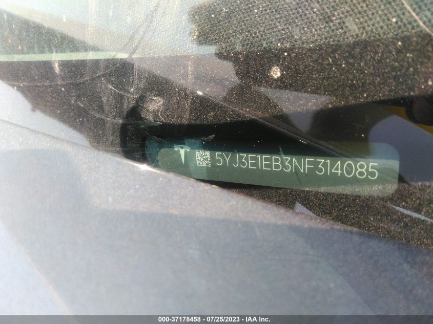 2022 TESLA MODEL 3 LONG RANGE - 5YJ3E1EB3NF314085