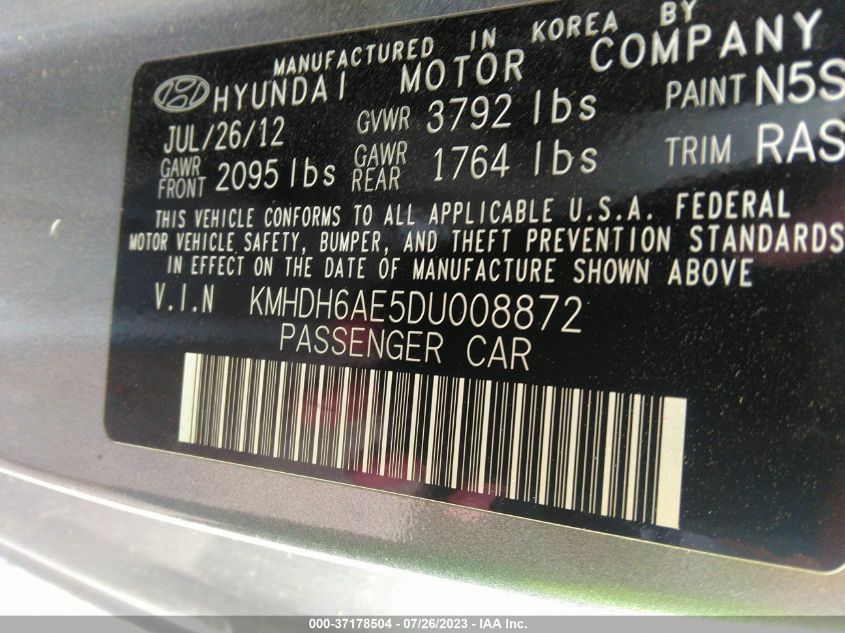 2013 HYUNDAI ELANTRA COUPE GS - KMHDH6AE5DU008872