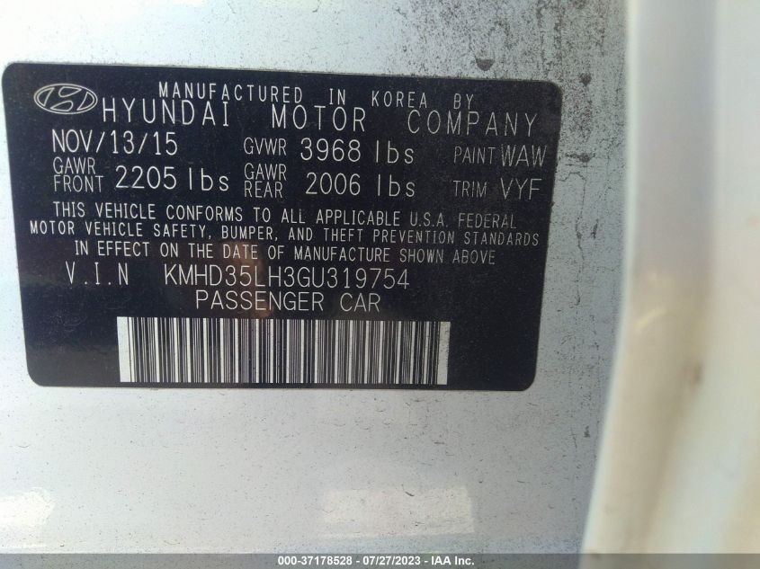 2016 HYUNDAI ELANTRA GT - KMHD35LH3GU319754