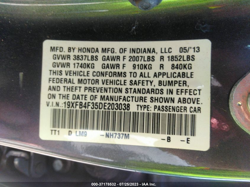 2013 HONDA CIVIC HYBRID - 19XFB4F35DE203038