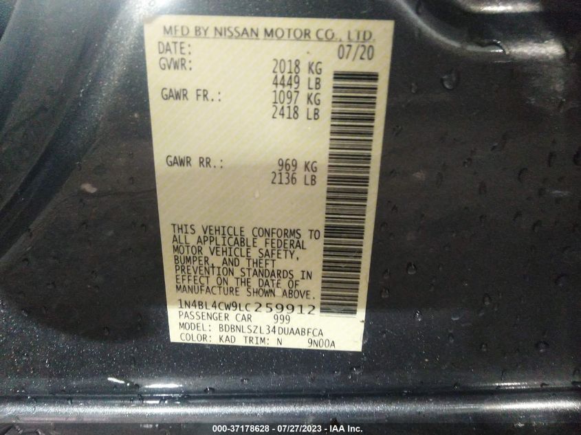 2020 NISSAN ALTIMA 2.5 SR - 1N4BL4CW9LC259912
