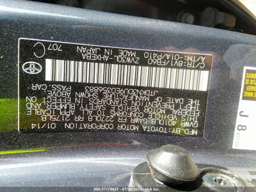 2014 TOYOTA PRIUS - 00JTDKN3DU9E03568