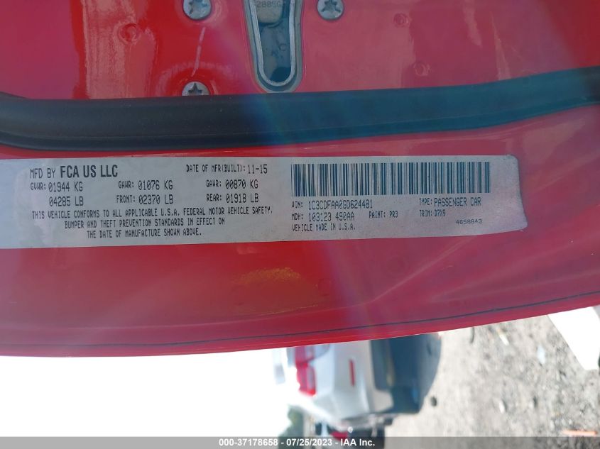 2016 DODGE DART SE - 1C3CDFAA0GD624481