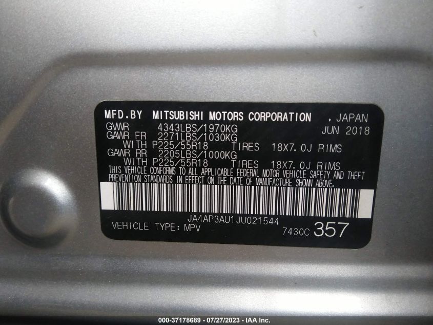 2018 MITSUBISHI OUTLANDER SPORT 2.0 - JA4AP3AU1JU021544