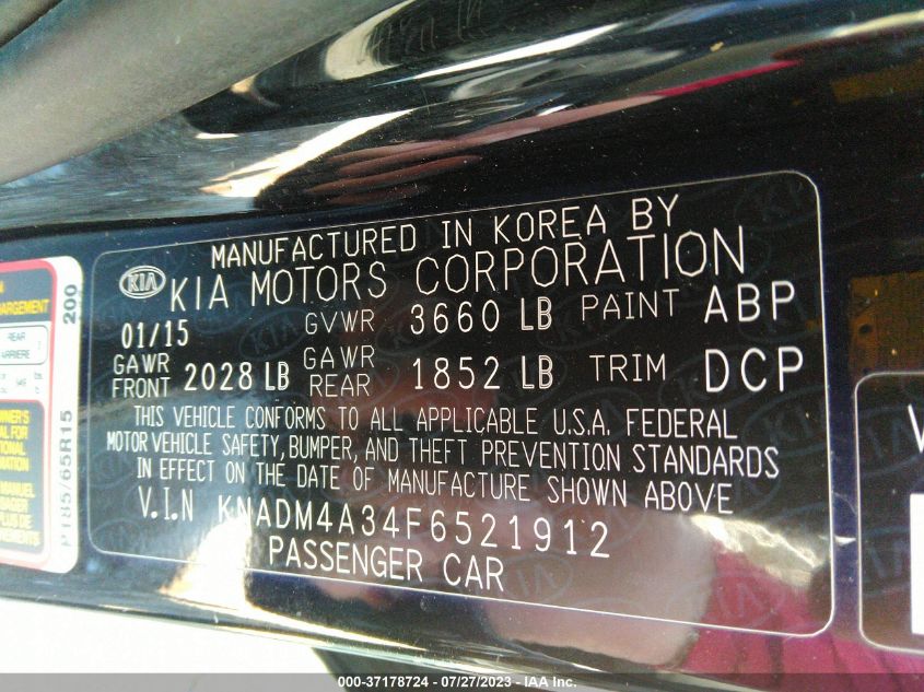 2015 KIA RIO LX - KNADM4A34F6521912